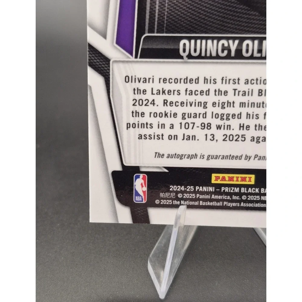 2024-25 Panini Prizm Quincy Olivari #RS-OLI Rookie Signatures (RC) LA Lakers